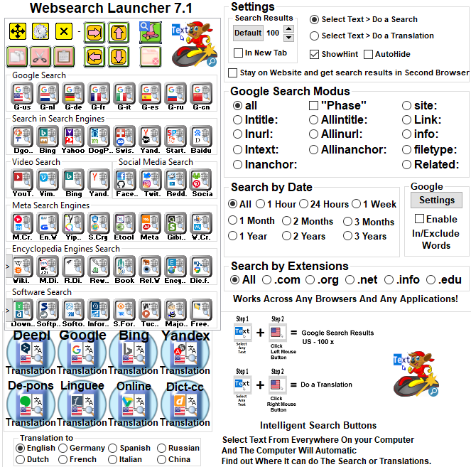 websearch launcher tools