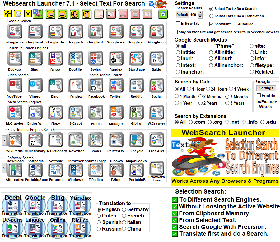 websearch launcher Software