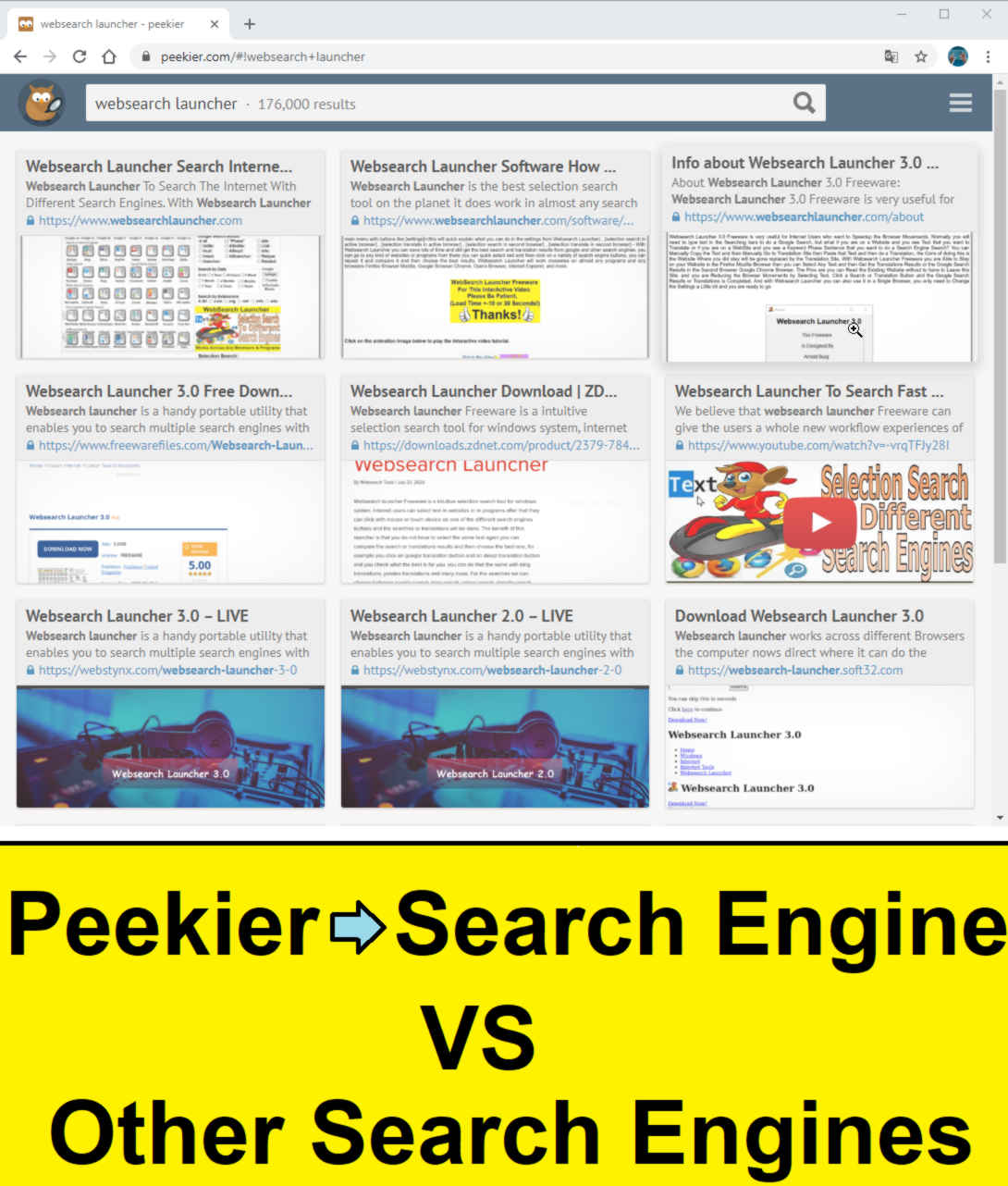 compare peekier search engine